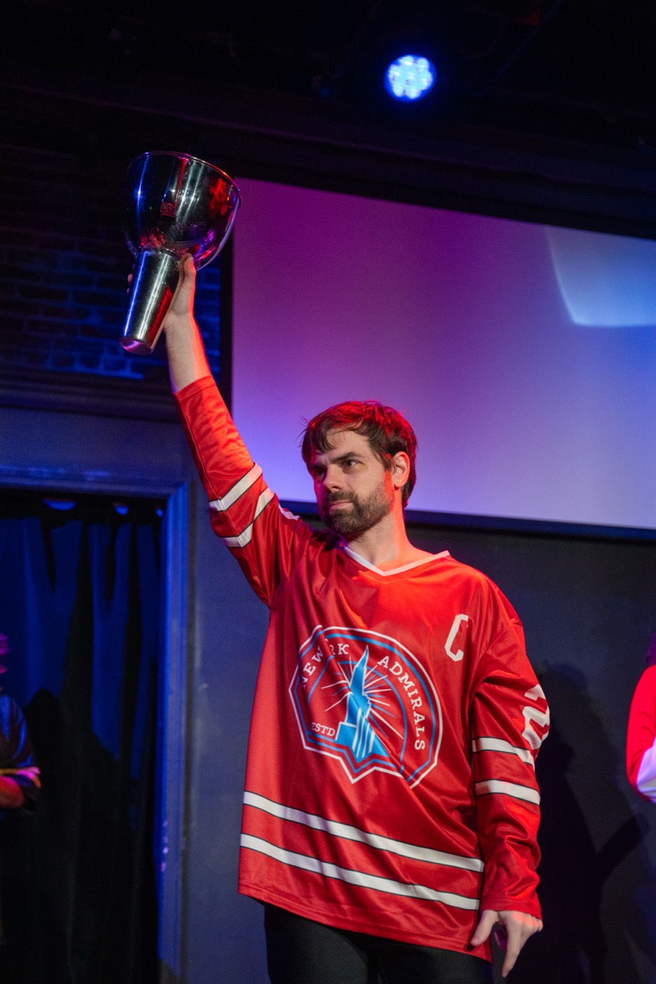 Scott Hunter with the Stanley Cup on stage